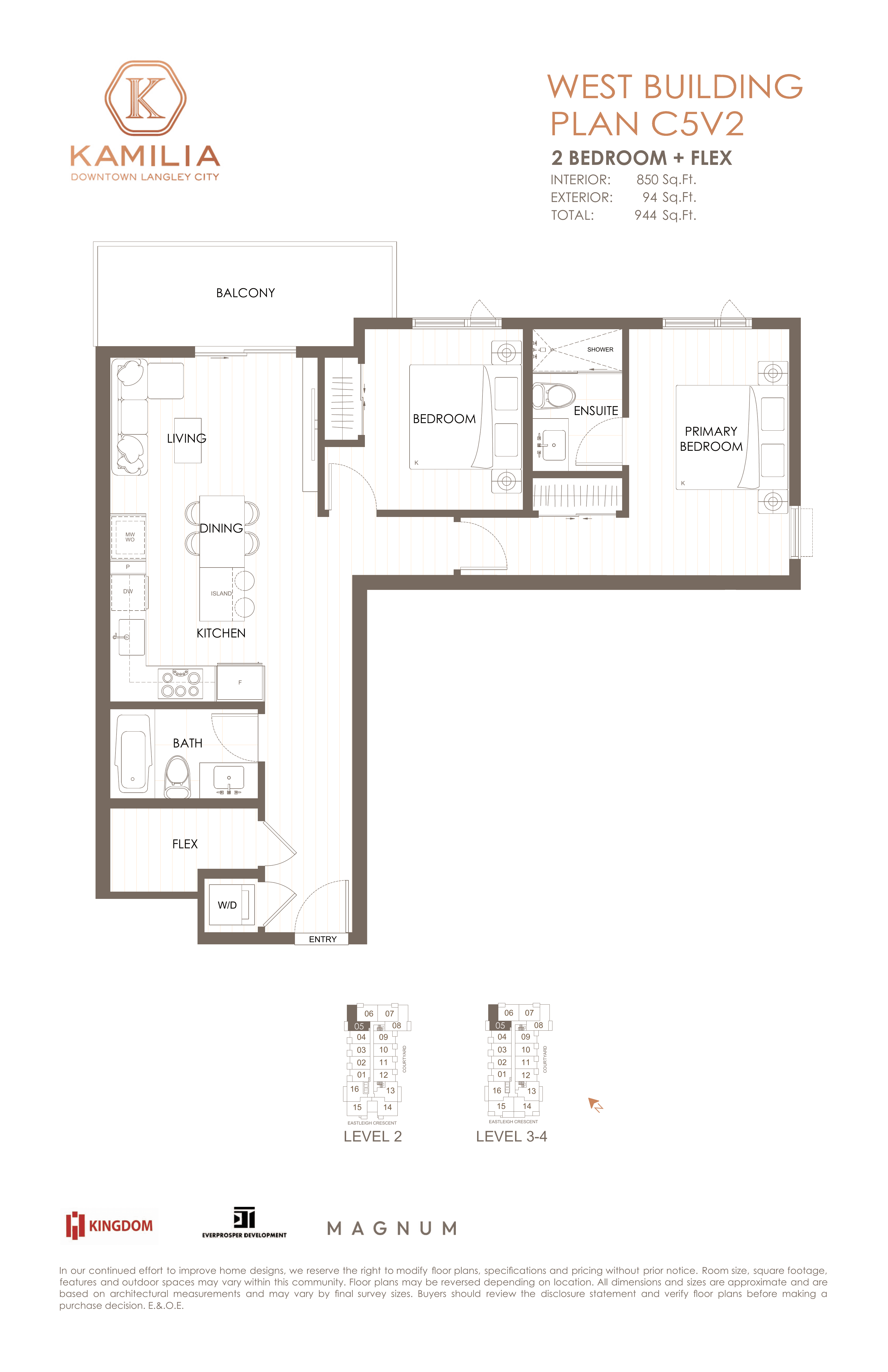 Floor plan — C5V2 Plan, Unit W#305, 850 sq. ft.