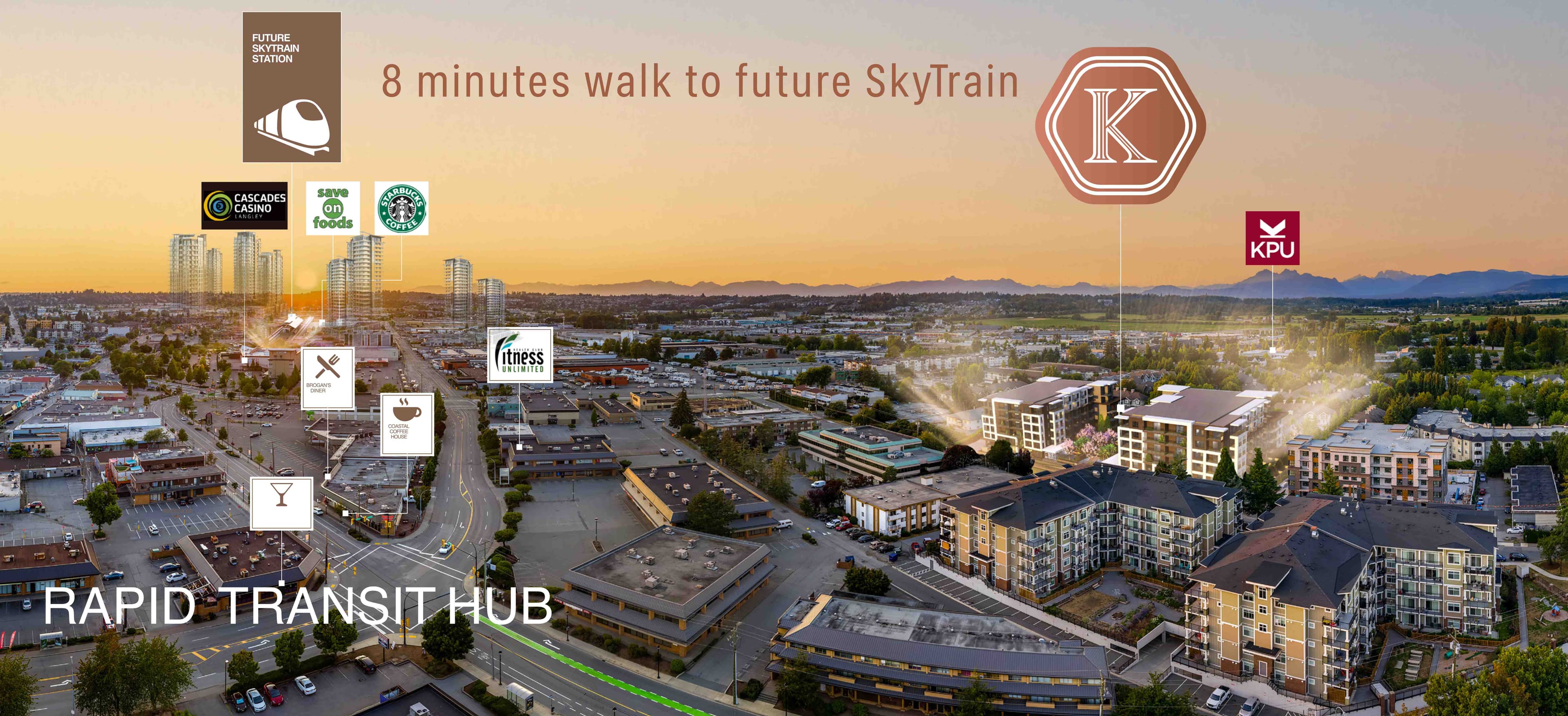 Bird's-eye view of Kamilia Langley with SkyTrain